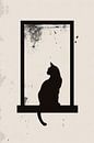Katze im Fensterrahmen von Poster Art Shop Miniaturansicht