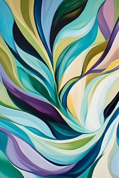 Abstracte kleurenspiraal in blauwgroen van Poster Art Shop