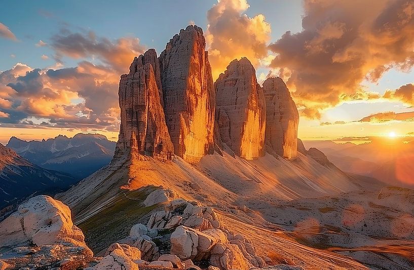 Stoere torens en pieken van de Dolomieten van fernlichtsicht
