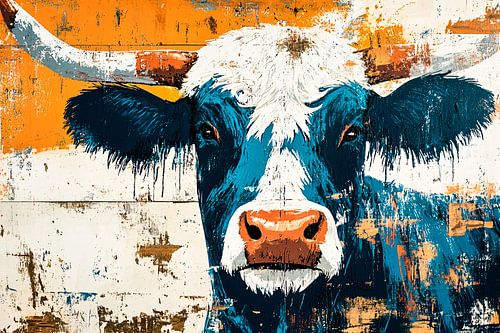 Kleurrijke schilderij van een koe