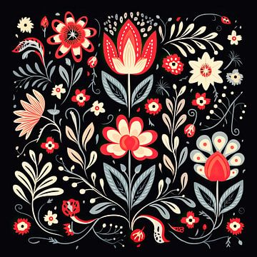 Flower pattern folkloric style by Vlindertuin Art