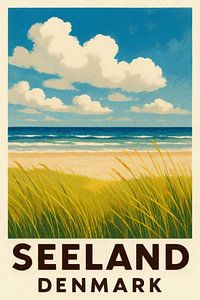 Zélande - vent des dunes et nuages au-dessus de la côte