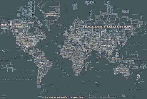 Typographic Text World Map, Vogue 