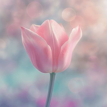 Dreamy tulip with bokeh, soft pink tones by Mel Digital Art