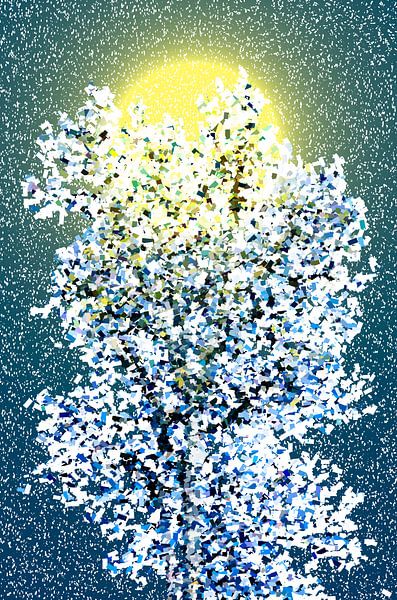 Birch and snowfall by Leopold Brix