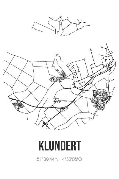 Klundert (Noord-Brabant) | Map | Black and white by Prints of Place