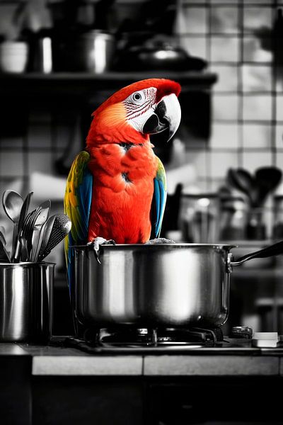 Papagei Kochen von Poster Art Shop