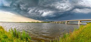 Storm clouds over the Reevediep near Kampen in the IJsseldelta