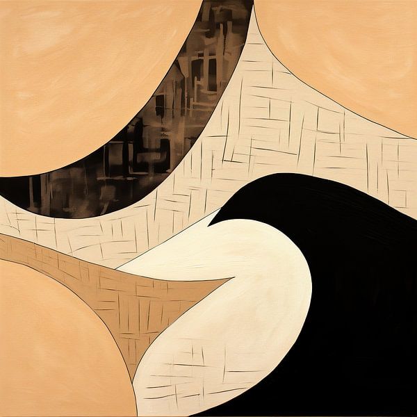 Gebogen Stilte van Abstract Schilderij