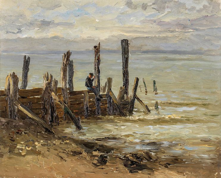 Carlos de Haes-Zeewerf, wooden fence, antique landscape by finemasterpiece