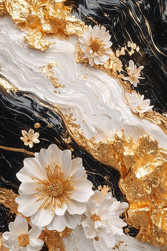 Gouden bloemen op abstracte achtergrond