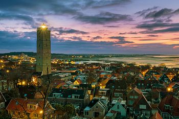 Blick über West-Terschelling bei Sonnenaufgang
