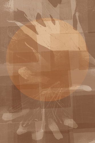 Organische vormen in wabi-sabi-stijl. Japandi zonsondergang in aardetinten.