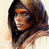 Aquarell Tuareg-Frau #9 von Chromatic Fusion Studio