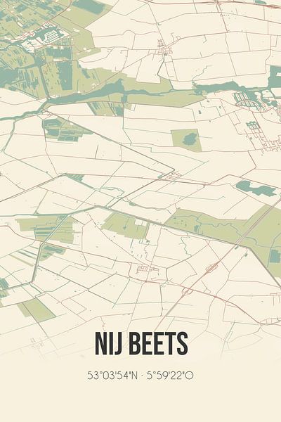 Vintage map of Nij Beets (Fryslan) by Prints of Place