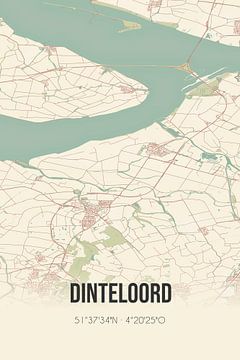 Vintage landkaart van Dinteloord (Noord-Brabant) van Rezona