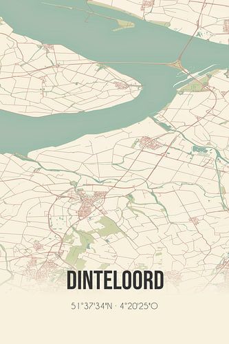 Vintage landkaart van Dinteloord (Noord-Brabant)
