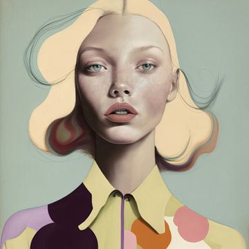 Modernes abstraktes Porträt in Pastellfarben von Studio Allee