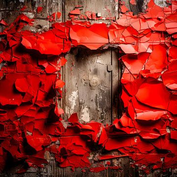 Vurige rode fragmenten van verval van Klaus Tesching - Art-AI