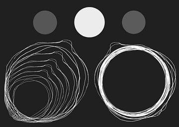 Mond Magie Linien Formen in Schwarz Weiss von Mad Dog Art