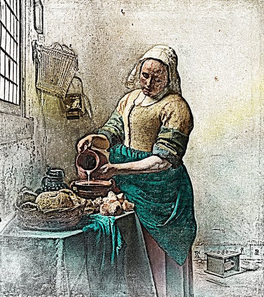 Johannes Vermeer - La laitière (dessin au crayon) par Art By Dominic