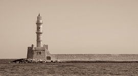 Lighthouse in Chania, Crete (Greece) sepia by Mike Maes