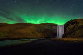 Nordlicht über Skógafoss, Island von Roy Poots