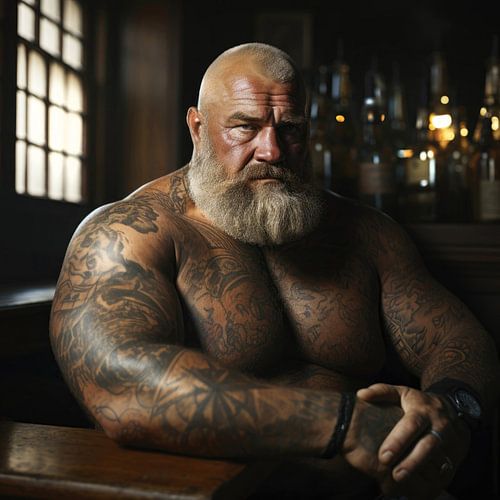 Getatoeëerde krachtsporter