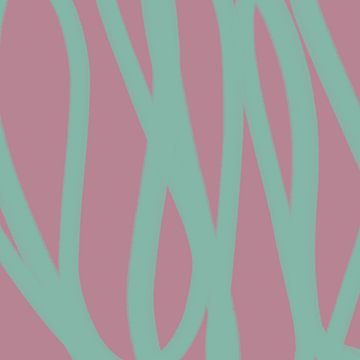 Boho abstracte lijnen in roze en mintgroen. van Dina Dankers