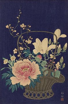 Ohara Koson - Bloeiende lotusbloemen (bewerkt) van Peter Balan