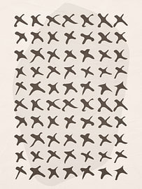 Abstract, geometric, minimalist art featuring organic forms in earth tones