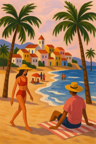 Sun-kissed Spanish beaches - Colourful palms and vivid faces by Charlie Mason