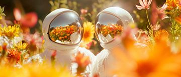 Paar ruimtebloemen van Poster Art Shop