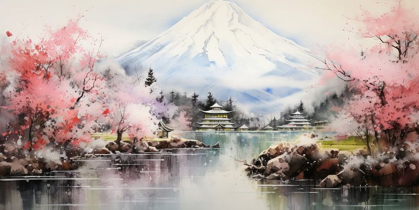 Very beautiful scenery with water and mountains by Art Bizarre