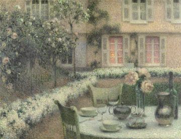 De tafel in de witte tuin van Gerberoy, Henri Le Sidaner