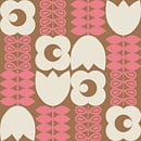 Retro 70s vintage style artwork in white, pink, brown by Dina Dankers thumbnail