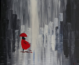regenachtig  canvas acryl by Jolanda van den berg Thomas
