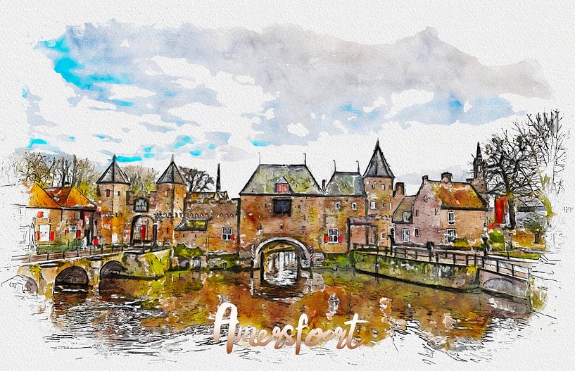 Amersfoort (aquarelle avec nom de lieu) par Art by Jeronimo
