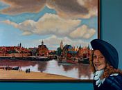 Gezicht Vermeer in Delft Schilderij van Paul Meijering thumbnail