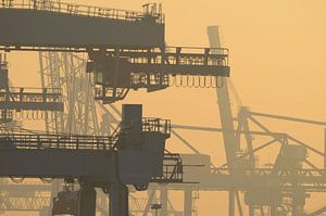 Kranen bij Pernis in het havengebied van Rotterdam