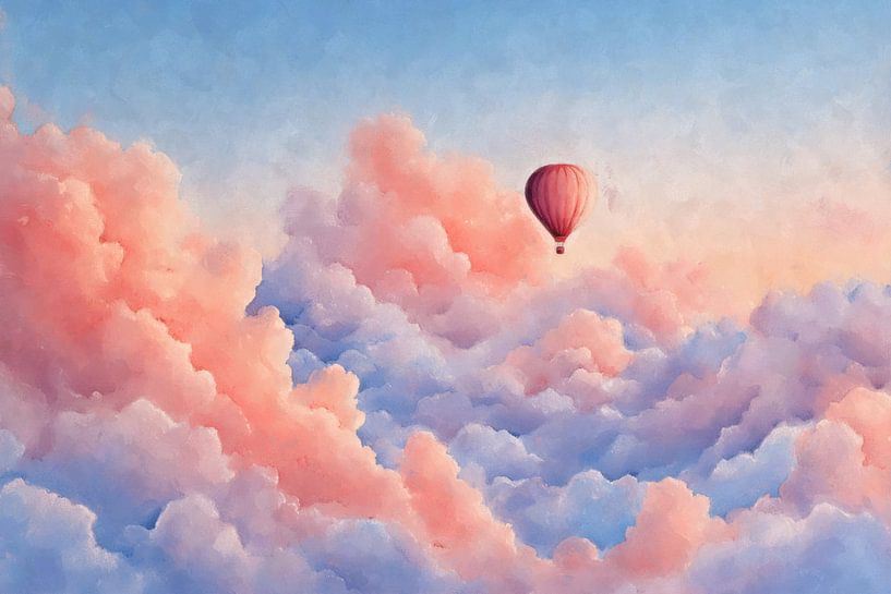 Montgolfière dans la mer des nuages roses | Dreamy Adventure par Whale & Sons