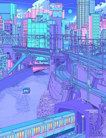 Le train des anime à Pastel City sur Exhozt