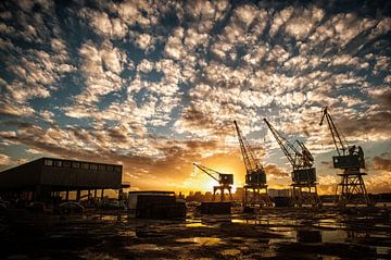 Cranes at Antwerp quays/port by Geert D