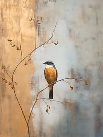 Vogel op tak in Goud