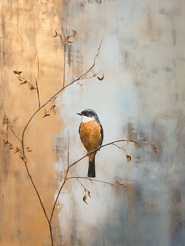 Vogel op tak in Goud