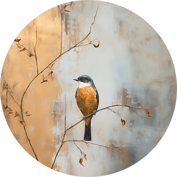 Vogel op tak in Goud