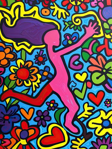 Malen von farbenfroher Pop-Art | Hüpfen durch ein Meer von Blumen