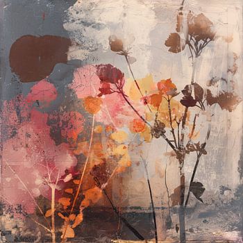 Abstracte Bloemen met Kleur in Warme Aardetinten