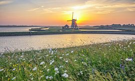 Coucher de soleil, Moulin t Nord sur Texel / Coucher de soleil, Moulin le Nord, Texel