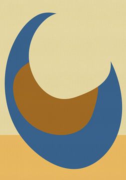 Abstract shapes in blue, terra and butter yellow by Dina Dankers